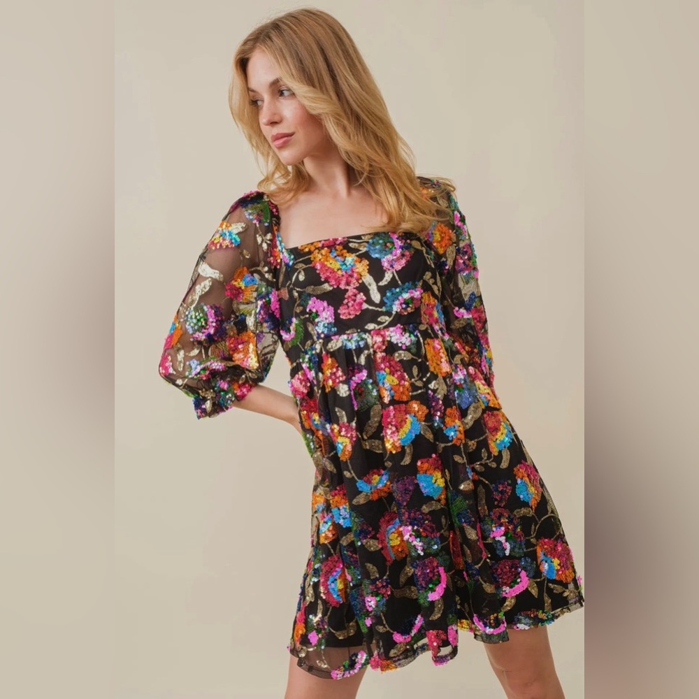 Floral Sequin Dress